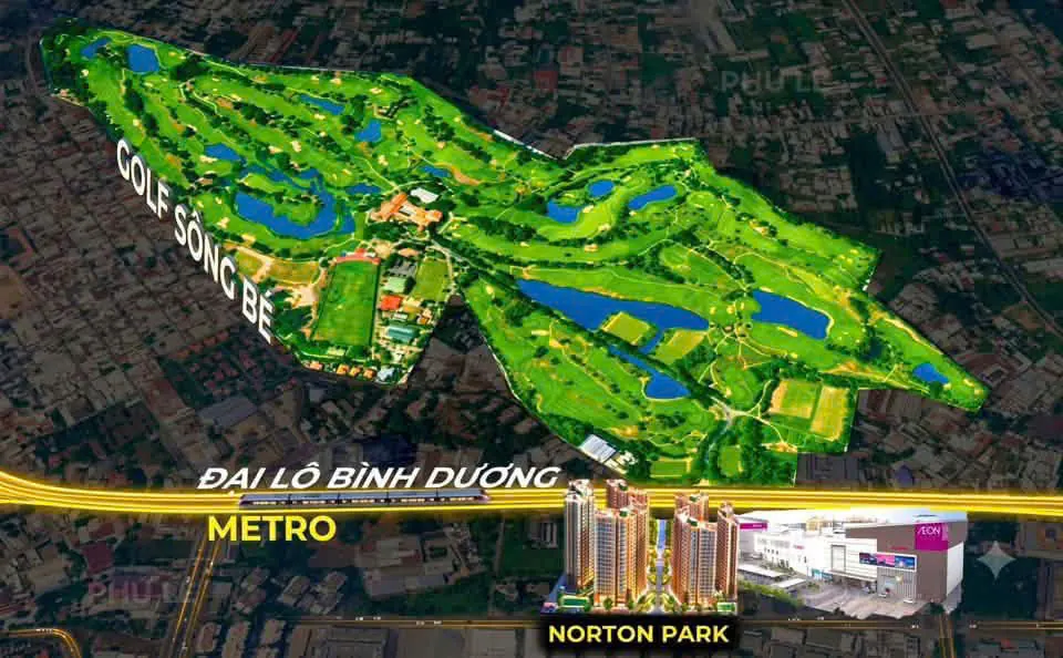 Sân Golf Sông Bé đối diện Norton Park và tuyến metro Đại lộ Bình Dương