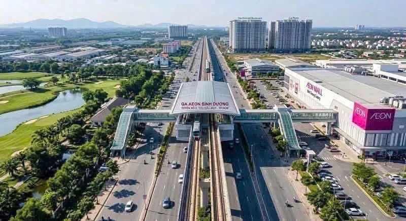 Nhà ga metro trên Đại lộ Bình Dương cạnh AEON Mall, đối diện Norton Park